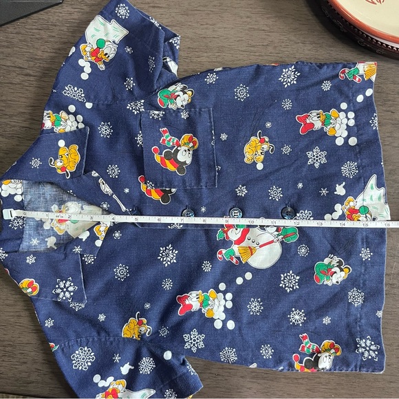 Handmade Vintage Boys Mickey Mouse And Friends Christmas Short Sleeve Shirt - Picture 7 of 7